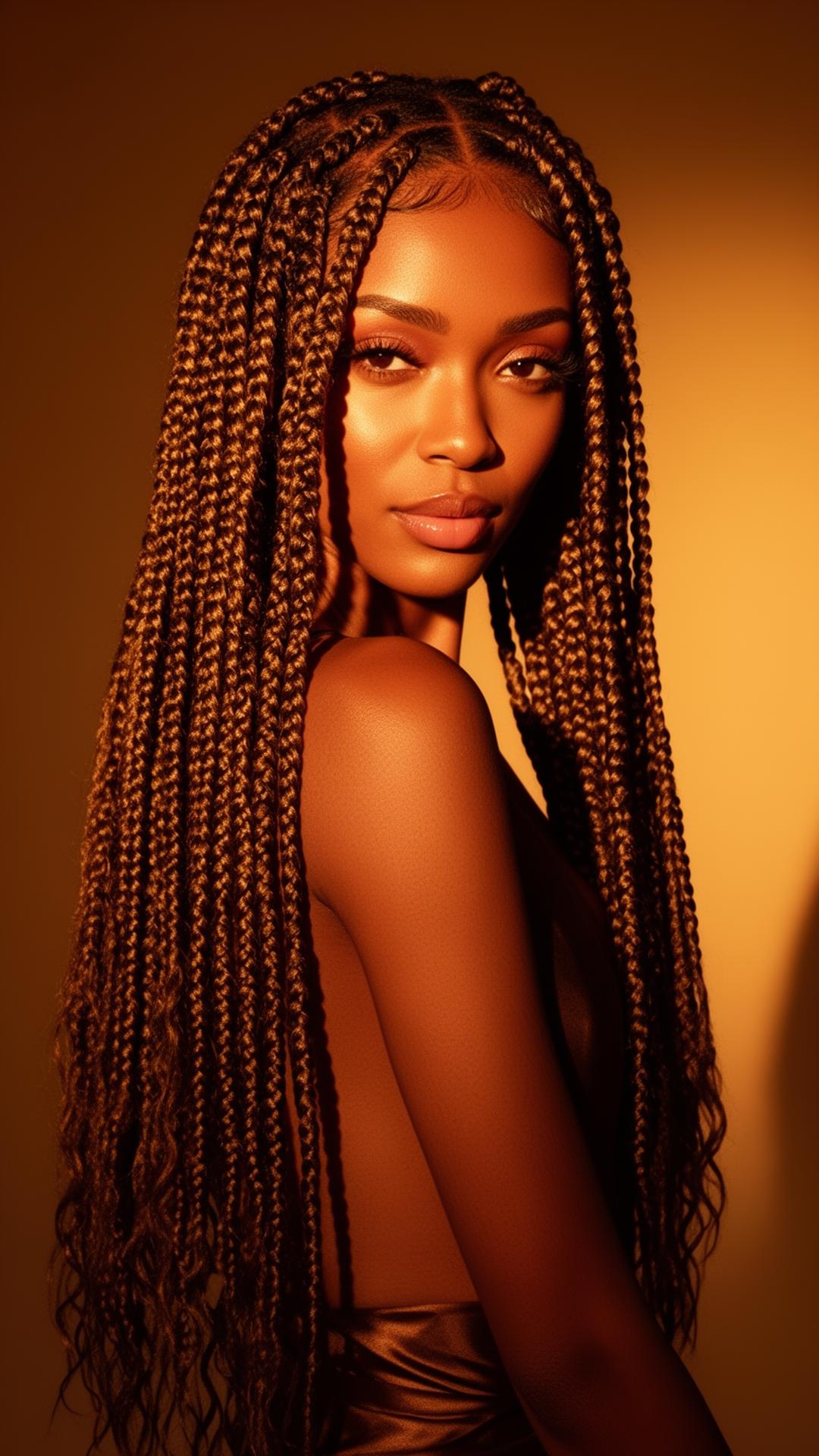 Woman with elegant long braids